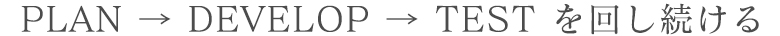 PLAN → DEVELOP → TEST を回し続ける