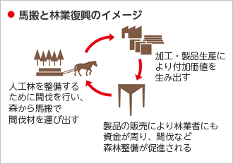 馬搬と林業復興のイメージ