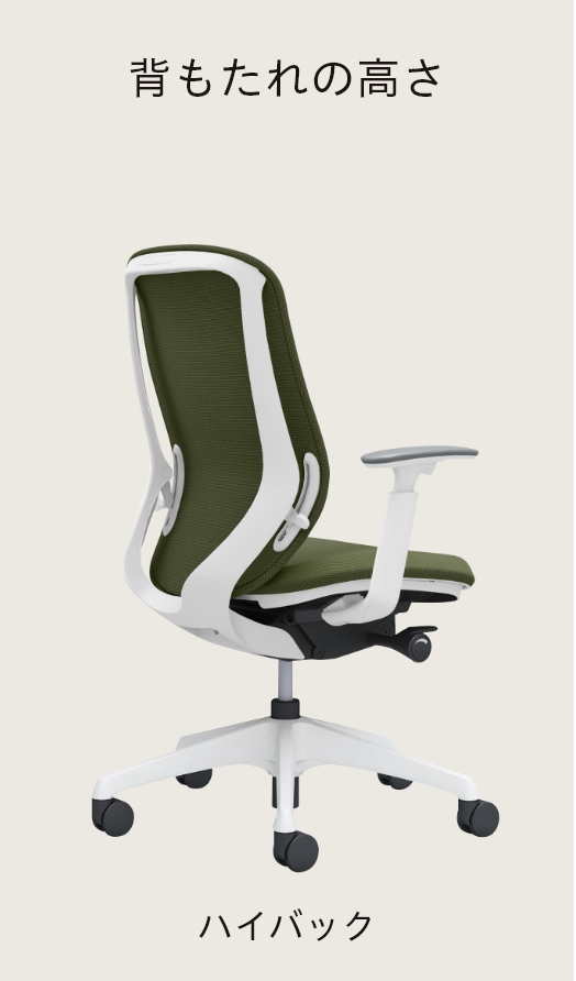 背もたれの高さ ハイバック