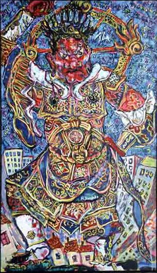 大学時代に描いた仁王像。今の画風とは違い、かなりファンキー