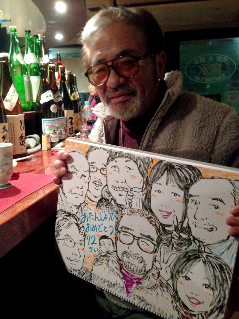 新太郎師匠72歳の誕生日記念に描いた似顔絵