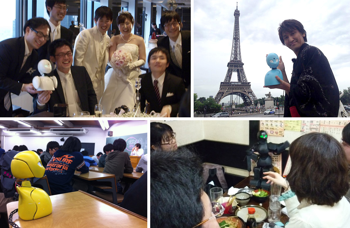 結婚式(左上)、海外旅行(右上)、授業(左下)、飲み会(右下)など、さまざまなシーンで使用されている