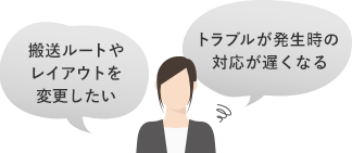 [課題] 搬送ルートやレイアウトを変更したい／トラブルが発生時の対応が遅くなる。