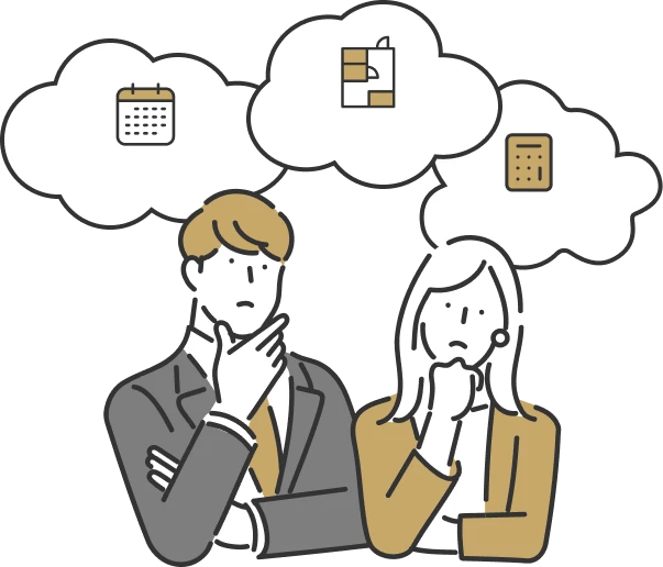オフィス移転・改装に悩む人々のイラスト