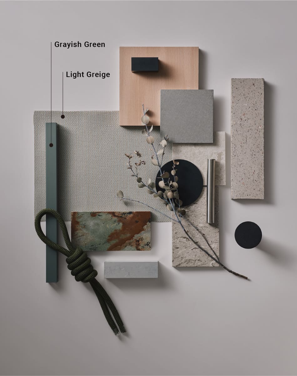 グレイッシュグリーン × ライトグレージュ