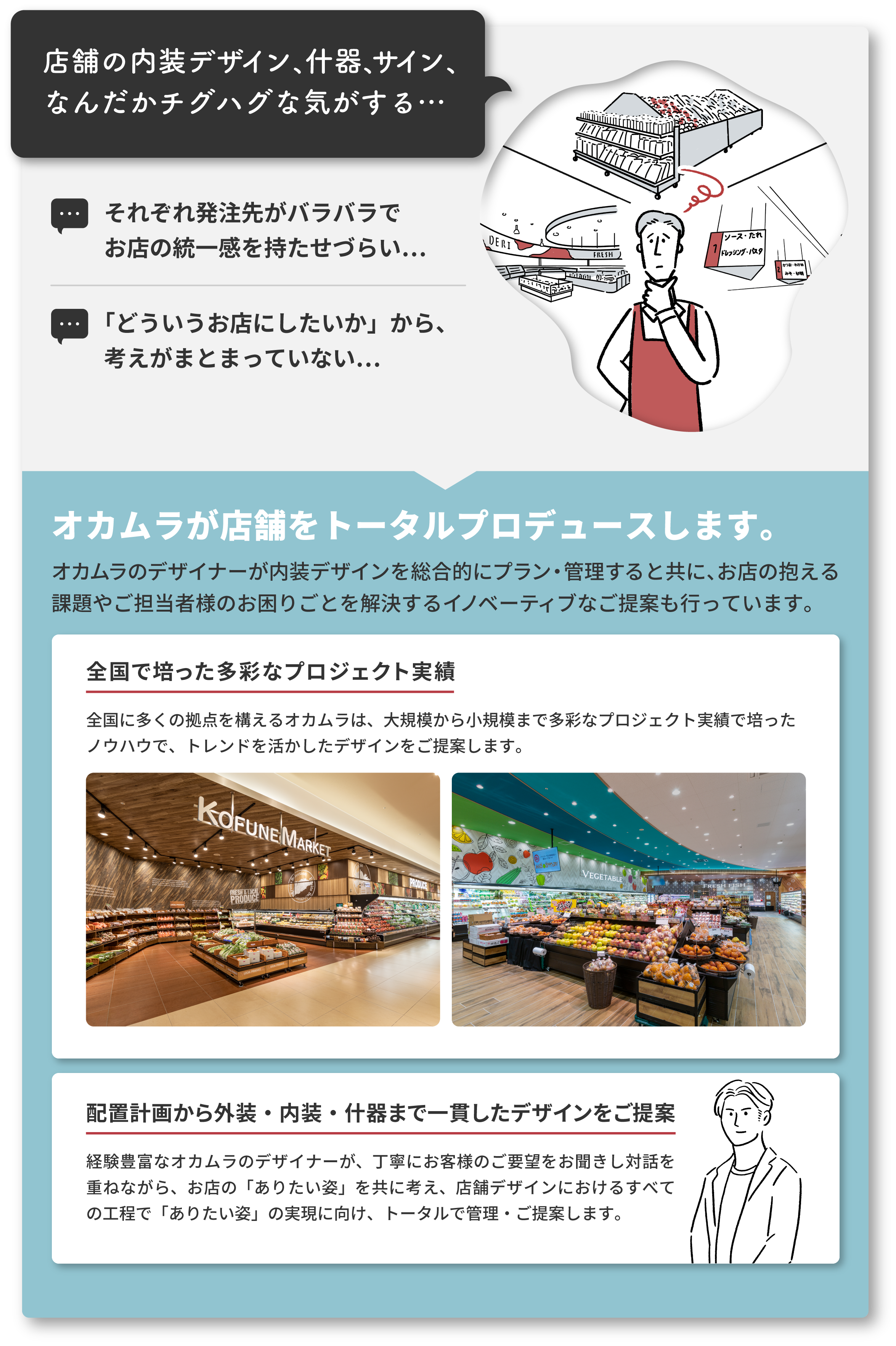 店舗の内装デザイン、什器、サイン、なんだかチグハグな気がする…